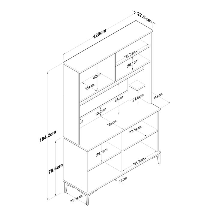 Hanah Home Gabinete Multipropósito JE176 - 3291 Blanco y Nuez